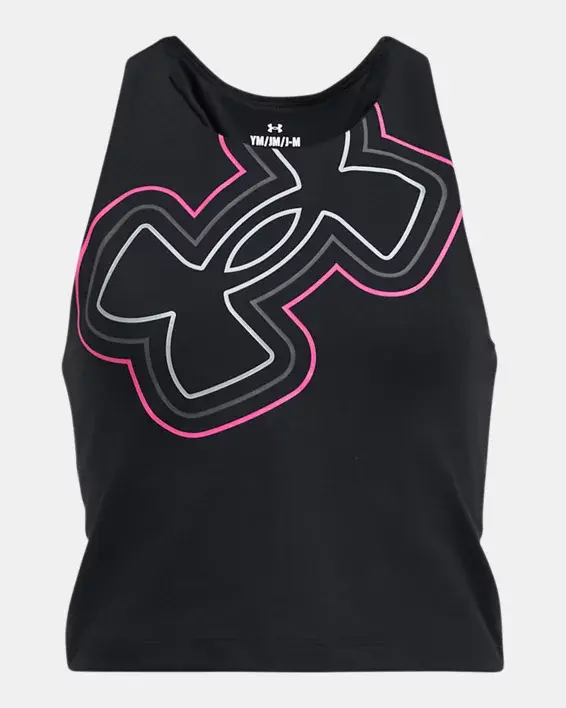 Under Armour Girls' UA Motion Branded Crop Tank. 1