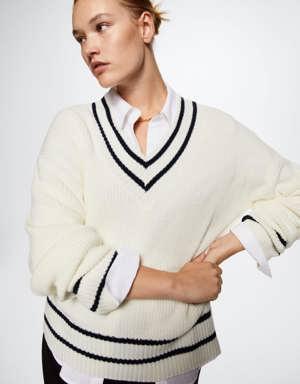 V-neckline oversize sweater