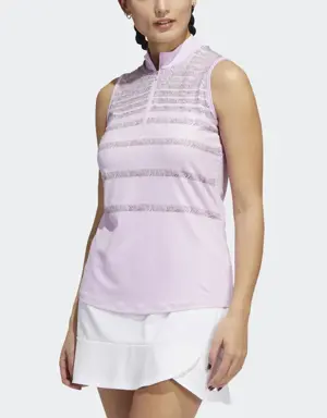 Adidas Herringbone Stripe Sleeveless Polo Shirt