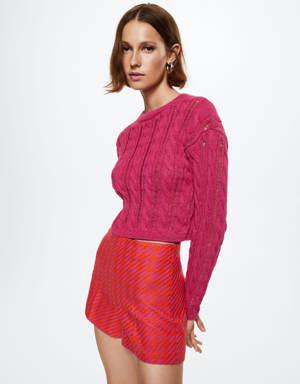 Openwork cropped sweater