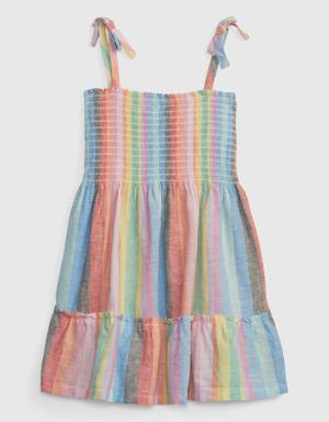 Toddler Linen-Cotton Stripe Tiered Dress multi