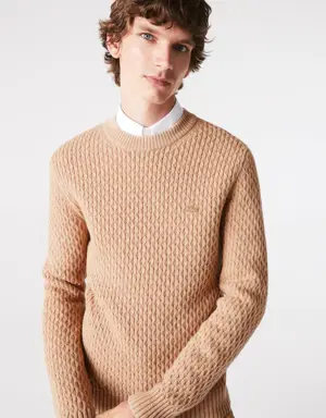 Men's Lacoste Regular Fit Cable Knit Wool Sweater