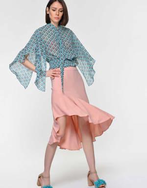 Asymmetric Powder Flounce Skirt