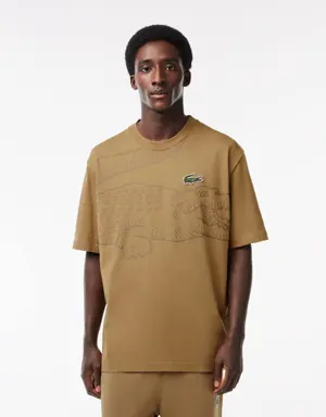 Lacoste Camiseta de hombre Lacoste loose fit con cuello redondo y estampado de cocodrilo