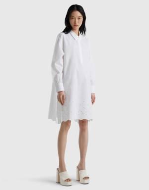 shirt dress with broderie anglaise embroidery
