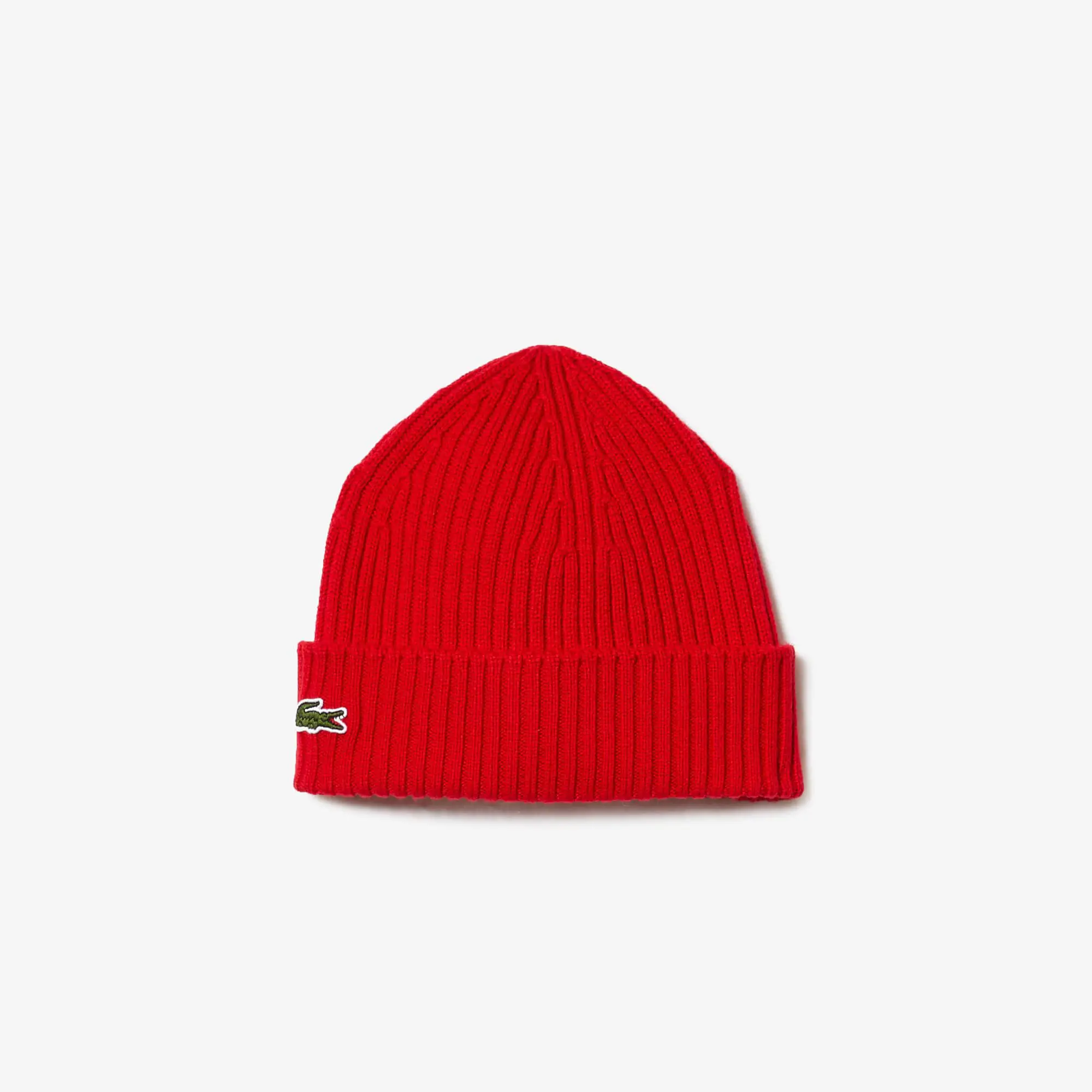 Lacoste Unisex Ribbed Wool Beanie. 1