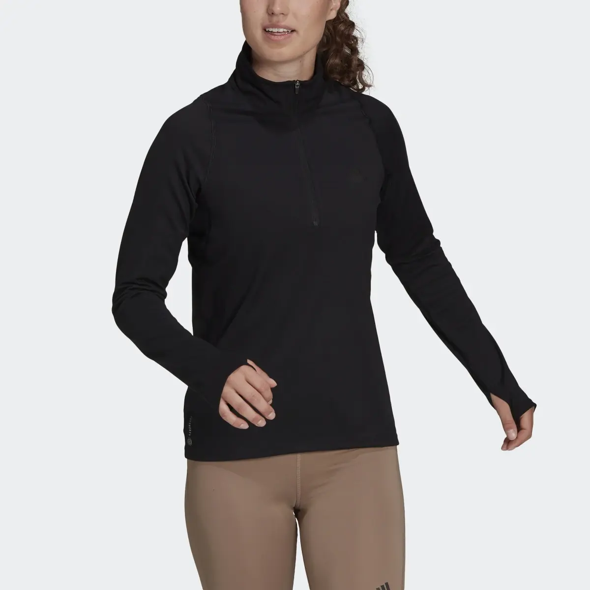 Adidas Felpa Run Fast Half-Zip Long Sleeve. 1