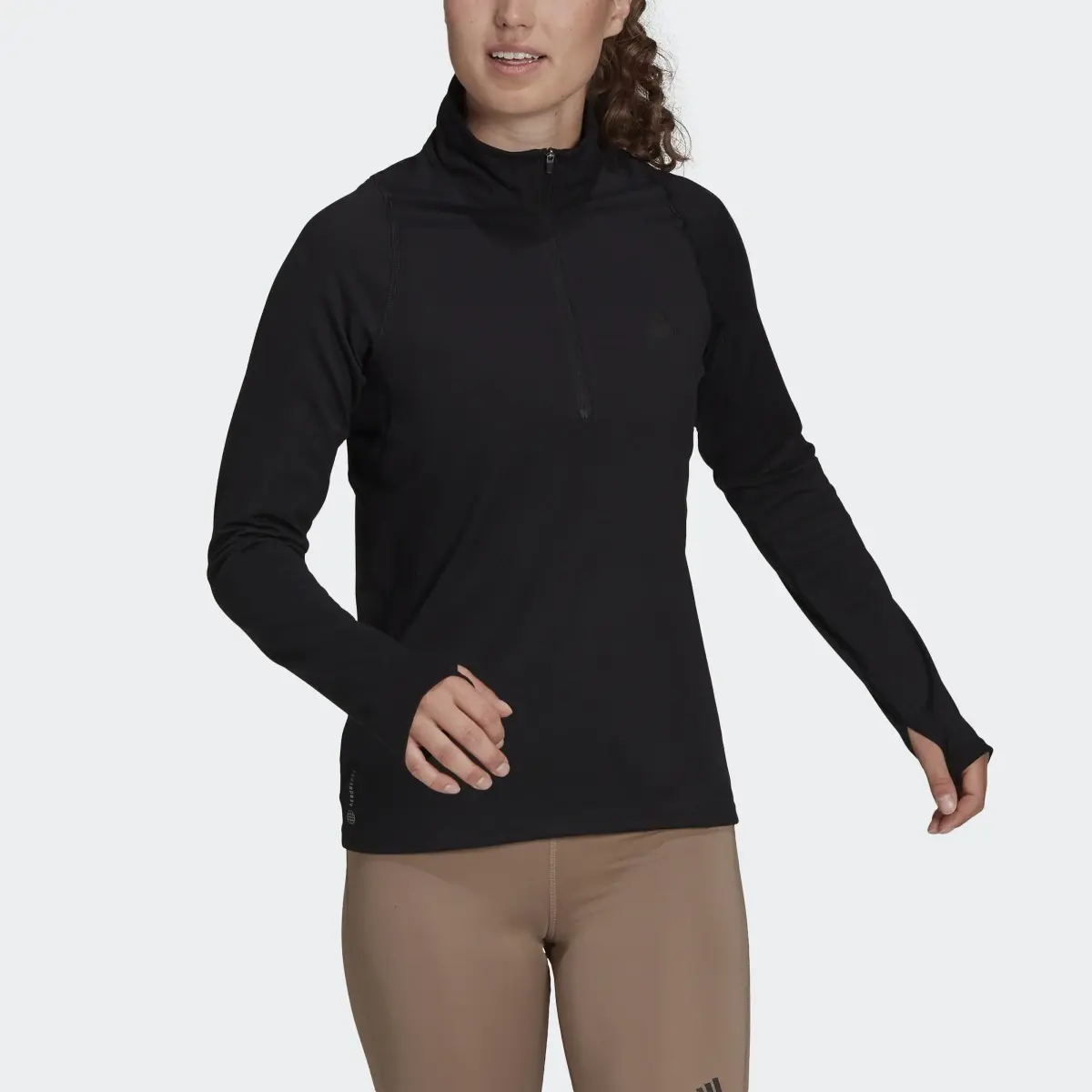 Adidas Run Fast Half-Zip Long Sleeve Sweatshirt. 1