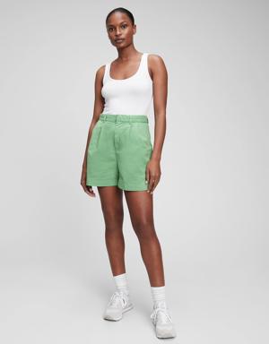 Gap High Rise Pleated Khaki Shorts with Washwell green