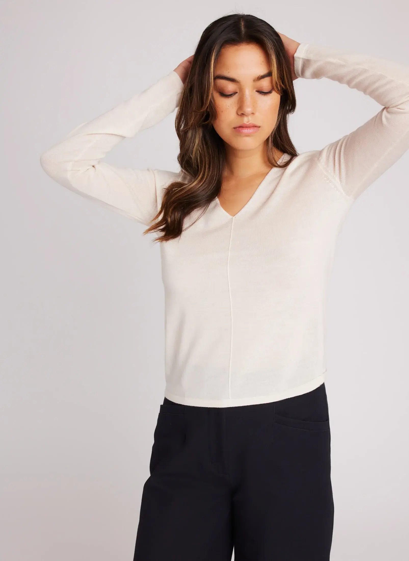 Kit And Ace Dreamy Merino V-Neck Sweater. 1