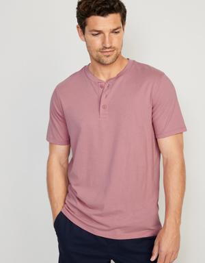 Soft-Washed Short-Sleeve Henley T-Shirt for Men brown