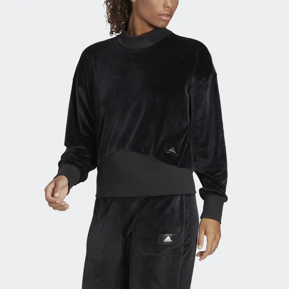 Adidas Holidayz Cozy Velour Sweatshirt. 1