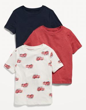 Unisex 3-Pack Short-Sleeve T-Shirt for Toddler red