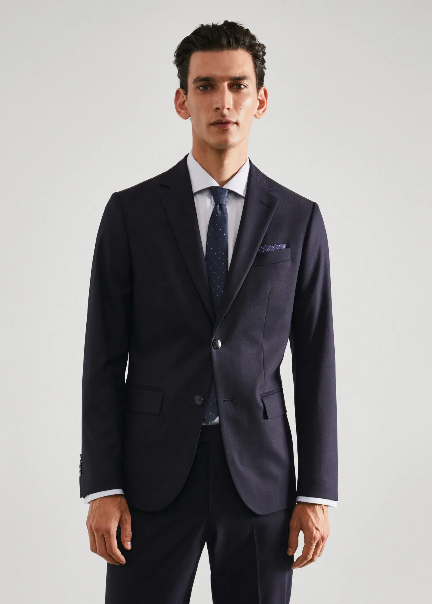 Mango Slim-fit wool suit blazer. 1