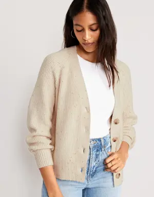 Shaker-Stitch Cardigan Sweater for Women beige