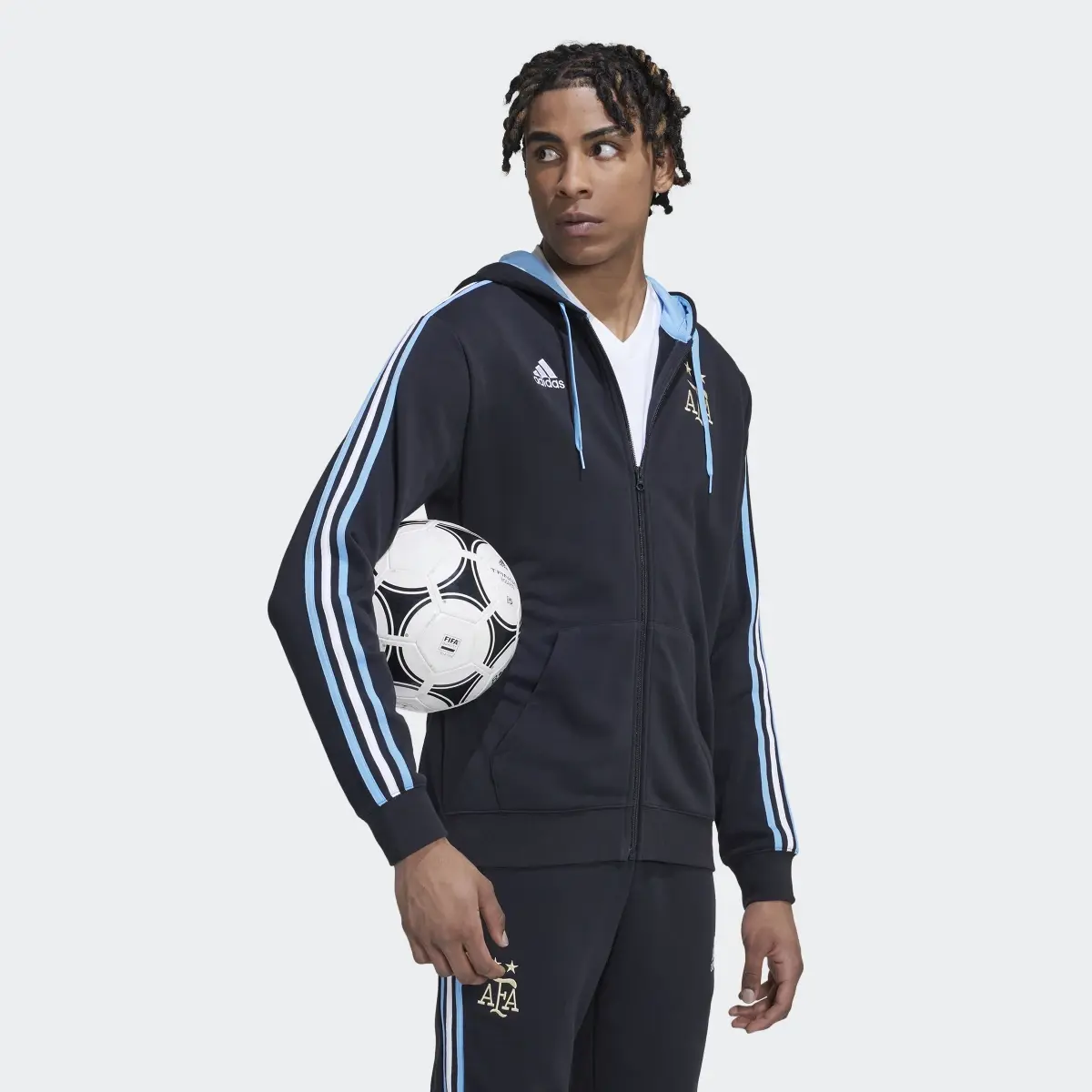 Adidas Argentina 3-Stripes Full-Zip Hoodie. 3