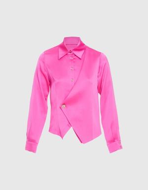 Button Detailed Pink Blouse