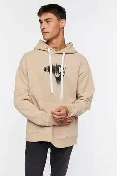 Forever 21 Forever 21 Allnight Graphic Hoodie Taupe/Black. 2
