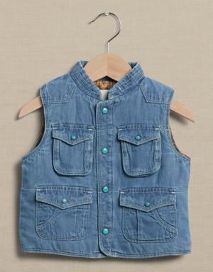 Chambray Western Vest for Baby blue