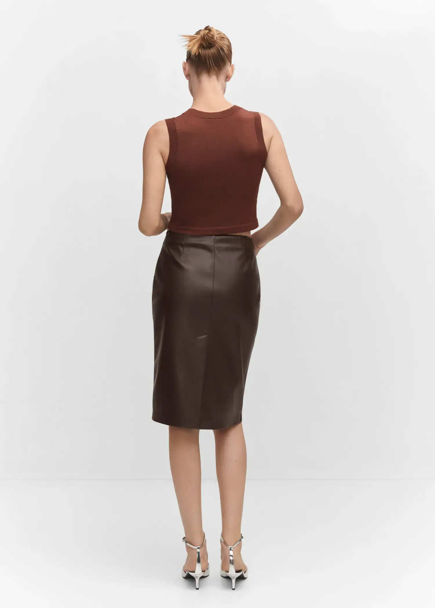 Mango Faux-leather pencil skirt. 3