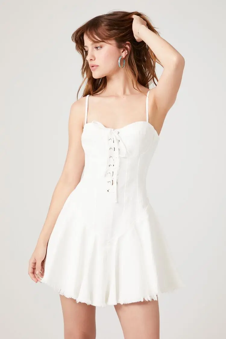 Forever 21 Forever 21 Lace Up Corset Mini Dress White. 1
