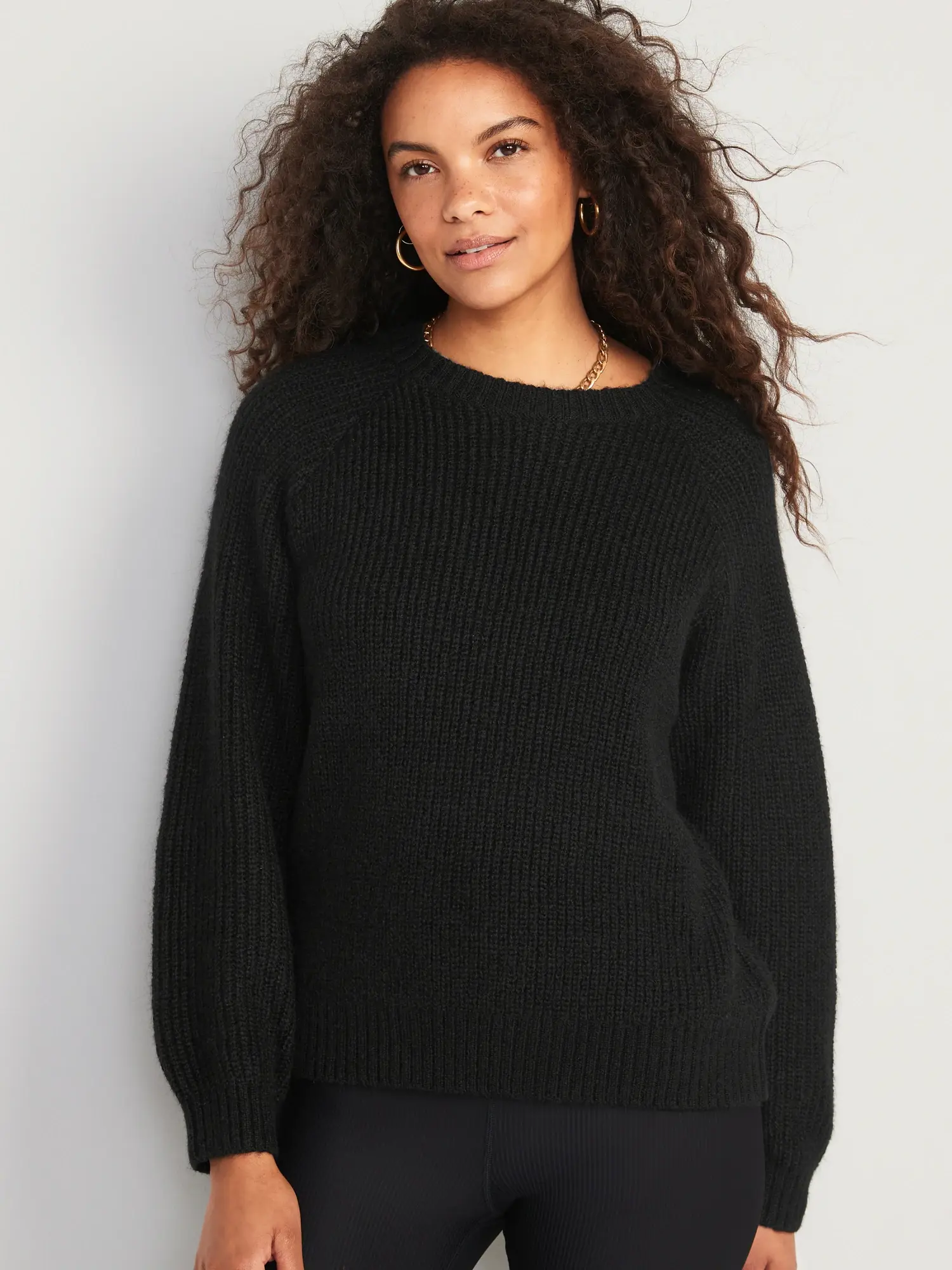 Old Navy Cozy Shaker-Stitch Pullover Sweater for Women black. 1