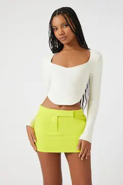 Forever 21 Forever 21 Ribbed Sweater Knit Crop Top Vanilla. 2
