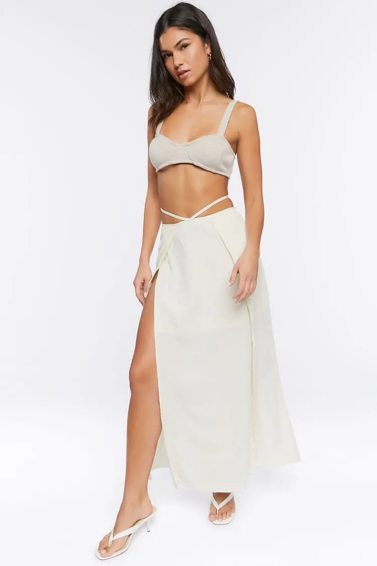 Forever 21 Forever 21 Cutout M Slit Maxi Skirt Green Apple. 1