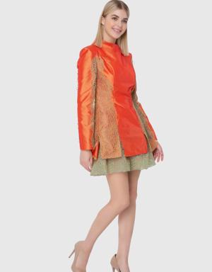 Orange Lace Detailing Dress
