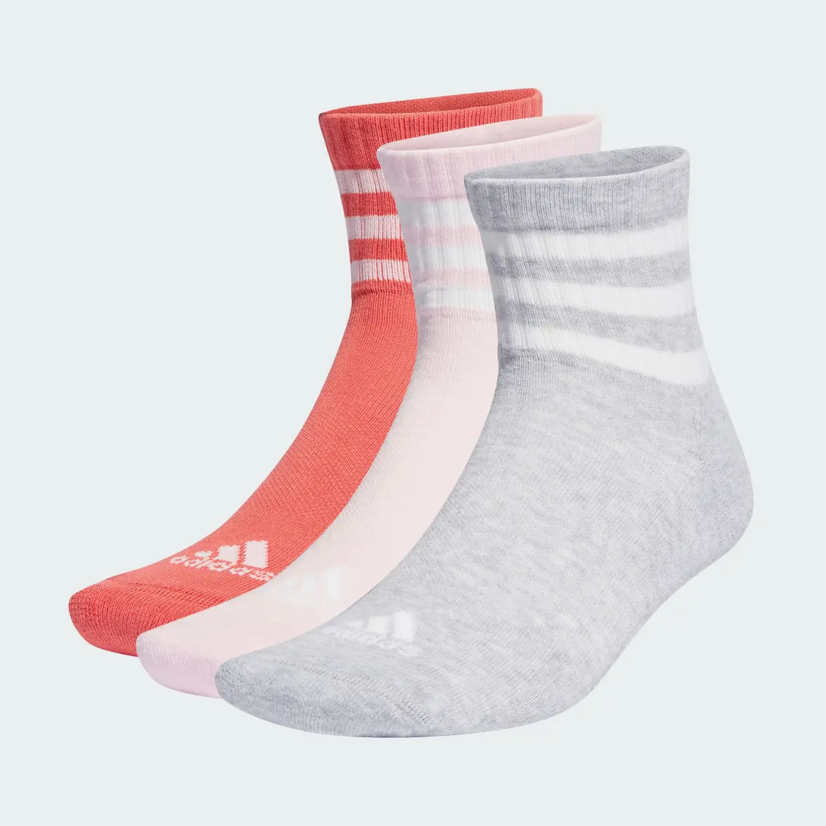 Adidas 3-Stripes Cushioned Sportswear Mid-Cut Socks 3 Pairs. 2