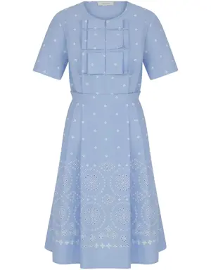 Sky Blue Vintage Print Midi Dress - 4 / ORIGINAL