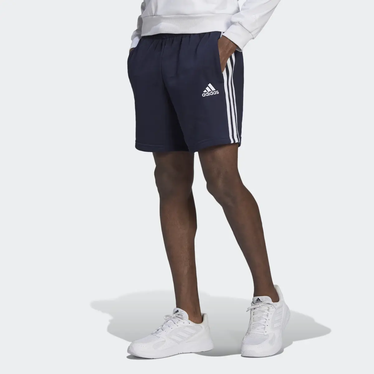 Adidas Essentials French Terry 3-Stripes Shorts. 1