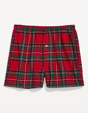 Matching Printed Flannel Pajama Boxer Shorts for Men -- 3.75-inch inseam