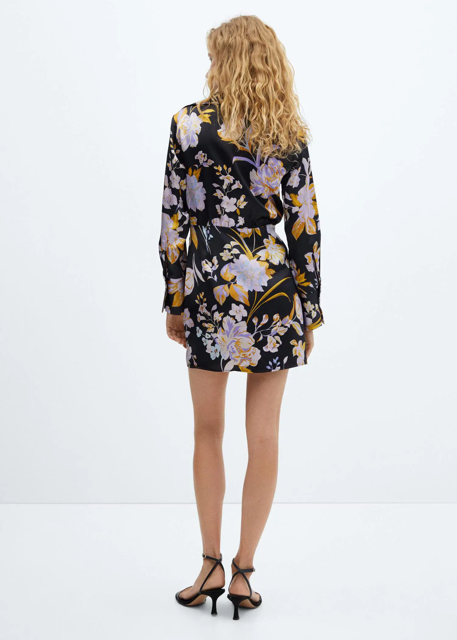 Mango Floral-print satin dress. 3