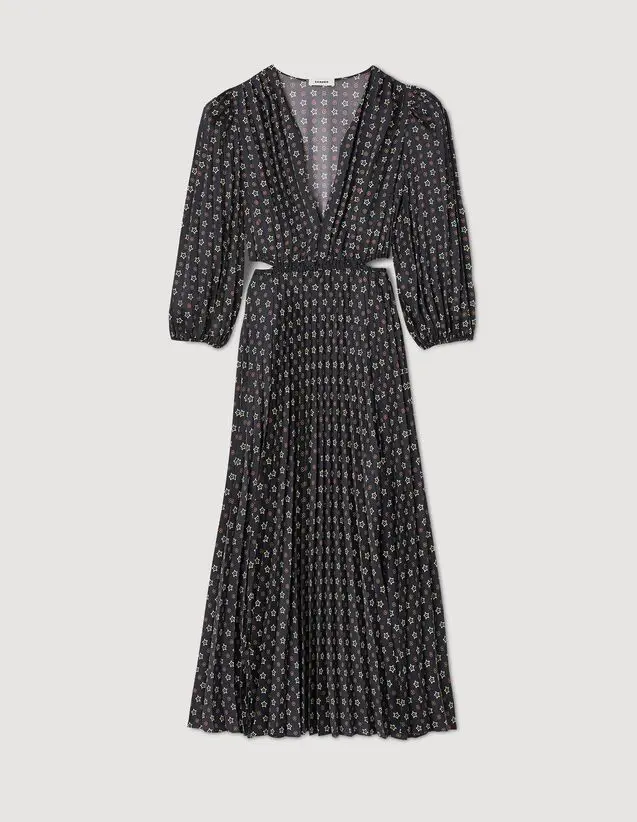 Sandro Long printed dress with pleats Login to add to Wish list. 2