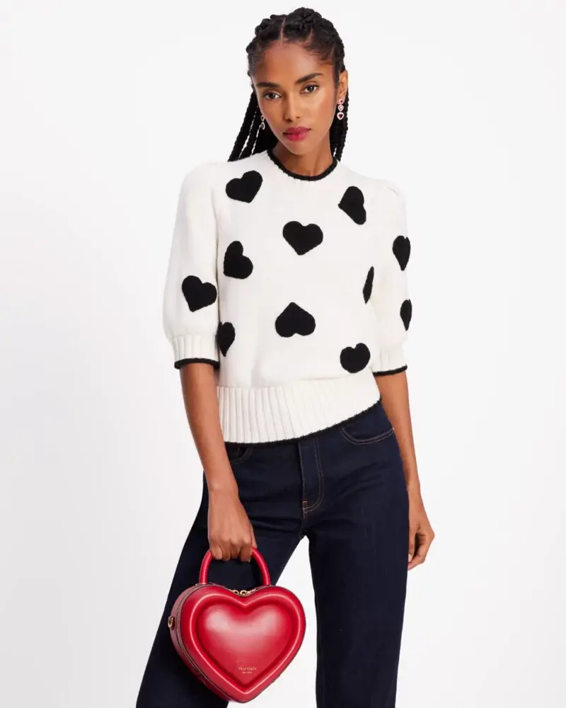 Kate Spade Scattered Hearts Crochet Sweater. 3