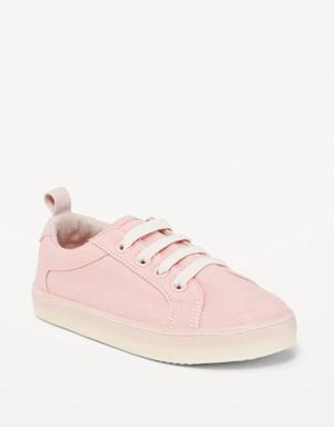 Elastic-Lace Canvas Sneakers for Toddler Girls pink