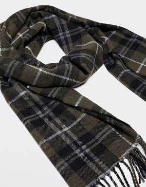 Fringed check scarf