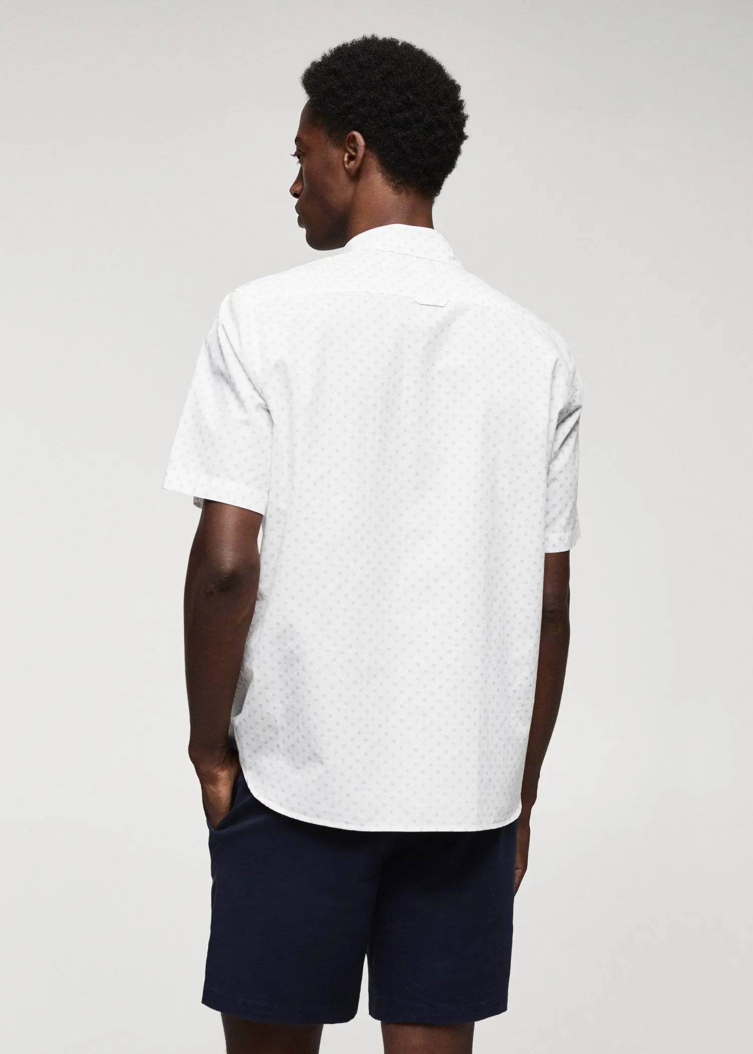 Mango 100% cotton short-sleeved mirco-patterned shirt. 3