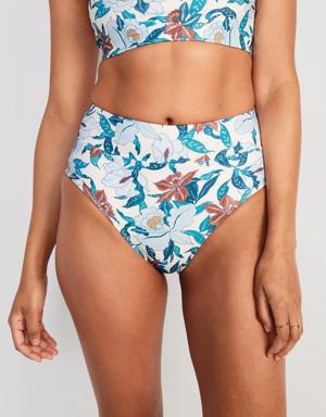 Old Navy Matching High-Waisted Printed Banded Bikini Swim Bottoms for Women blue