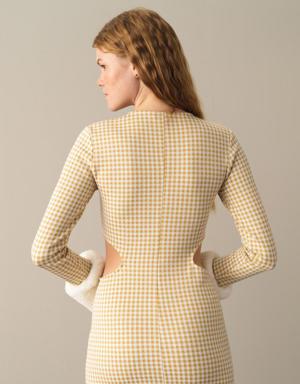 Xint Bisiklet Yaka Pamuklu Slim Fit Ekose Mini Elbise. 3 Xint Bisiklet Yaka Pamuklu Slim Fit Ekose Mini Elbise. 3