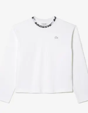 Camisa de mujer Lacoste oversized con logo en el cuello