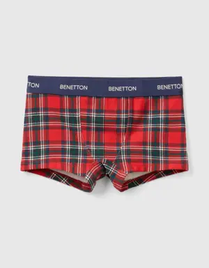 red and blue tartan boxer shorts