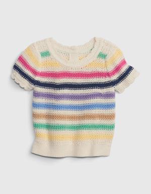 Baby Striped Crochet Sweater multi