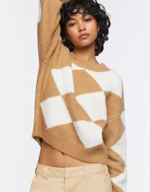 Forever 21 Diamond Geo Print Sweater Tan/Cream