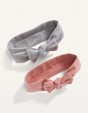 Jersey-Knit Bow-Tie Headband 2-Pack for Toddler gray