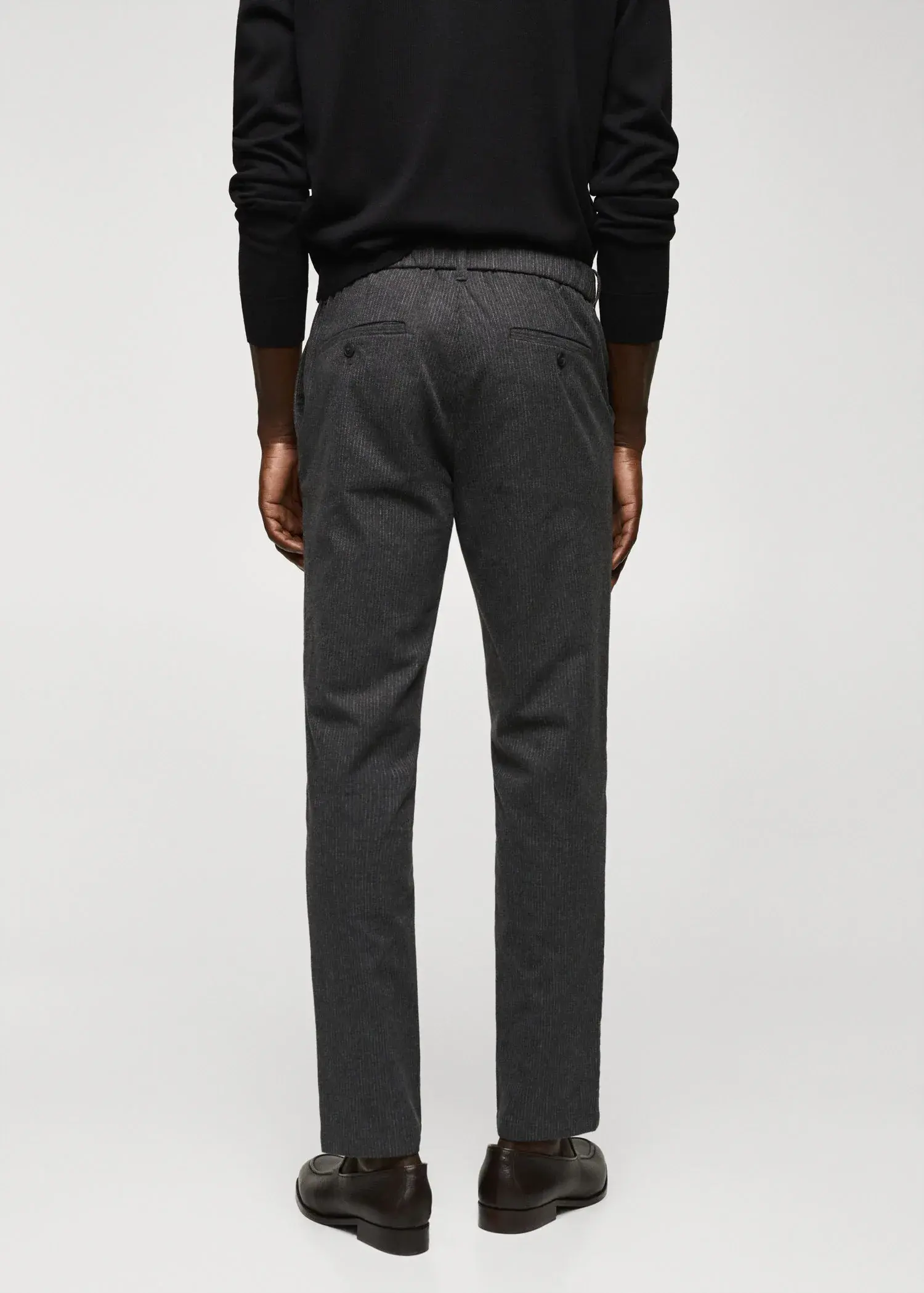 Mango Pinstripe cotton slim-fit trousers. 3