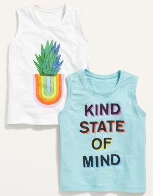 Old Navy Soft-Washed Sleeveless Graphic Tank Top 2-Pack for Girls white