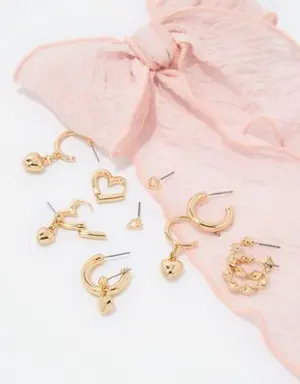 O Gold Heart Earrings 6-Pack