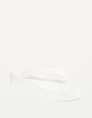 Puffy Nylon Strap Sugarcane-Blend Platform Flip-Flops for Women (Partially Plant-Based) white